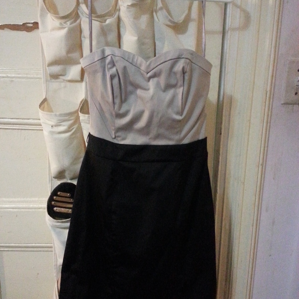 H&M Strapless Gray and Black Pencil Fitted Dress